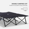 Outsunny Double Camping Bed Camping Cot Foldable Sunbed Outdoor Patio Sleeping Bed Super Light with Carry Bag (Black)