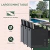 Outsunny 10 Seater Rattan Cube Garden Furniture Set with Cushions, Rattan Dining Set, Outdoor Dining Table and Chairs with 6 Armchairs, 4 Stools, Rectangular Glass Top Table, Black