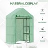 Outsunny Walk In Greenhouse with Shelves, Portable Gardening Plant Grow House for Outdoor with 2 Tier Shelf, Roll-Up Zippered Door, PE Cover, 141 x 72 x 191cm, Green