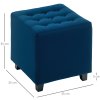 HOMCOM Small Footstool Ottoman, Velvet Footrest, Square Foot Stool with Rubber Wood Legs and Padded Seat for Living Room, Bedroom, Entryway, 35 x 35 x 35cm