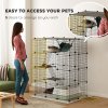 PawHut Cat Cage Indoor, DIY 4 Tier Wire Cat Enclosure with Hammock, Ramps, Doors, Jumping Platforms, Detachable Catio Indoor for 1-3 Cats, 105 x 70 x 140 cm, Black