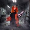 HOMCOM 85cm Animated Halloween Face Changing Clown Animatronic, Half Body Joker with Cackling Laughs and Sound, Glowing Eyes, Sound/Touch Activated, Holiday Decor for Indoor, Covered Outdoor
