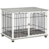 PawHut Dog Crate Furniture, Indoor Dog Kennel Side End Table w/ Soft Washable Cushion, Lockable Door, for Small and Medium Dogs