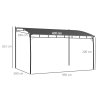 Outsunny 3 x 4m Pergola, Lean to Garden Gazebo with UV-Resistant Canopy and Metal Frame, Outdoor Sun Shade Shelter for Porch, Patio, Deck, Grey