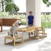 PawHut Dog Agility Equipment 3 Pieces Wooden Dog Agility Set with Soft Bridge, Pause Platform and Pet Stair for Outdoor, Natural Wood