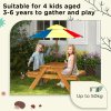 Outsunny Kids Picnic Table 3 in 1 Sand Pit Table Wooden Garden Furniture Bench Sand and Water Pit, with Removable Parasol, for Ages 3-6 Years Outdoor