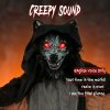 HOMCOM Halloween Animatronic Standing Werewolf Animated Decoration, Life-Size Halloween Animatronic with Light-Up Eyes, Sound and Touch Activated, Moving Head Prop for Haunted House Party