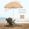 Outsunny 1.6m Garden Hawaii Parasol, Patio Beach Sun Umbrella Sunshade Hawaiian Folding Tilting Crank Parasol (Wheat)