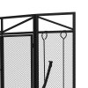 HOMCOM 3 Panel Folding Fire Guard Screen with Fireplace Tool Sets and Front Doors, Freestanding Fire Screen Spark Guard with Feet for Open Fire, Log Burner, Fireplace, 122 x77 cm, Black