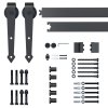 HOMCOM 6.6FT Carbon Steel Sliding Door Kits Barn Hardware Closet Set Antique Style Track System For Single Wooden Door