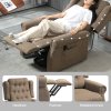 HOMCOM Power Lift Recliner Chair, Wingback Button Tufted Electric Lift Chair for Elderly, Fabric Riser and Reclining Armchair with Remote Control, USB Ports, Side Pockets, for Living Room, Dark Brown