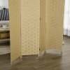 HOMCOM 4-Panel Room Dividers, Wave Fibre Freestanding Folding Privacy Screen Panels, Partition Wall Divider for Indoor Bedroom Office, 170?cm, Brown
