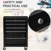 HOMCOM 5-Drawer Lockable Steel Tool Storage Cabinet with Wheels Handle 2 Keys Organisation Box Unit Chest Garage DIY Workshop Trolley Black