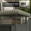 Outsunny 5 Piece Rattan Garden Furniture Set with Recliner Chairs, Wicker Patio Conversation Set with Footstools, 2-Tier Glass Top Coffee Table, Cushions for Outdoor, Balcony, Porch, Light Grey
