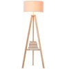 HOMCOM Tripod Floor Lamp, Freestanding Bedside Light Reading Light with Storage Shelf and Linen Shade for Living Room Bedroom, 154cm, Cream