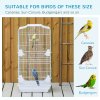 PawHut Bird Cage with Perches, Food Bowls, Swing, Parrot Cage for Budgie, Parakeet, Small Bird, 46.5 x 35.5 x 92cm, White