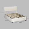 HOMCOM Double Ottoman Bed Frame, 4ft6 Gas Lift Storage Bed with 2-Level Adjustable Velvet Upholstered Headboard, Wheeled Drawer and Wooden Slats, No Mattress, Cream White