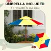 Outsunny Kids Picnic Table 3 in 1 Sand Pit Table Wooden Garden Furniture Bench Sand and Water Pit, with Removable Parasol, for Ages 3-6 Years Outdoor