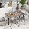 Outsunny Garden Table, Outdoor Dining Table for 6 People, 160 x 90 x 74 cm, with Rust Resistant Metal Frame, WPC Top, for Balcony, Terrace, Dark Grey