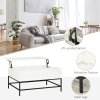 HOMCOM Lift Top Coffee Table, Lifting Coffee Table with Hidden Storage Compartment and Metal Legs, for Living Room, Faux Marble White