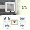 PawHut Cat Cage House, Catio Cat Indoor Enclosure on Wheels, Weather-Resistant Wooden Kitty Cage with Platforms, Hammock, Light Grey