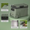 Outsunny 33L Camping Fridge Freezer Dual Zone, Portable Car Fridge 12V/24V DC & 100-240V AC, Electric Cool Box -20°C-20°C with Wheels and LED Light, for Travel, RV, Road Trip, Picnic [Energy Class E]
