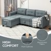 HOMCOM Convertible Modular Sectional Sofa with Storage, Tufted 3 Seater Sofa Set, L Shaped Couch with Ottoman, Wood Frame for Living Room, Dark Grey