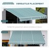 Outsunny 3m x 2.5m Garden Patio Manual Awning Canopy Sun Shade Shelter with Winding Handle Retractable Green and White