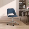 Vinsetto Mid Back Office Chair, Velvet Fabric Swivel Scallop Shape Computer Desk Chair for Home Study Bedroom, Dark Blue