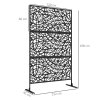 Outsunny Decorative Garden Privacy Screen with Stand, 6.5FT Freestanding Metal Outdoor Divider, Decorative Privacy Panel with Expansion Screws for Garden Pool Hot Tub, Twisted Line Style, Black