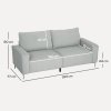 HOMCOM Modern 3 Seater Sofa with Spring Cushion, 193cm Fabric Sofa Couch with Back Pillows, Upholstered Corduroy Settee for Living Room, Bedroom, Home Office, Light Grey