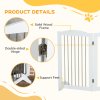 PawHut Foldable Dog Gate, Freestanding Pet Gate, Dog Barrier with Two Support Feet, for Doorways, Stairs, Halls - White