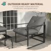 Outsunny 4 Piece Garden Sofa Set, 2 Single Armchair, Loveseat and Coffee Table Set with Steel Frame, Outdoor Furniture with Thick Cushions, Grey