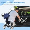 HOMCOM 6 in 1 Trike for Toddler, Baby Push Tricycle Folding Bike with Parent Handle, Reversible Seat, Storage Basket, Canopy, 5-point Safety Harness, for Kids 1-5 Years