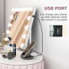 HOMCOM Hollywood Vanity Mirror with Lights, Large 63x50 cm Lighted Makeup Mirror with 3 Colour, 14 LED Bulbs, 10X Magnifying, USB Charging Port, Phone Holder, 360?? Rotation, Touch Screen