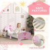 AIYAPLAY Toddler Bed Frame, Kids Bed with Safety Rails, Ballet Theme Kids Bedroom Furniture, for 3-6 Years, Pink