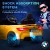 AIYAPLAY BMW M4 Licensed Electric Car for Kids, 12V Kids Electric Ride on with Remote Control, Suspension, Music, Horn, LED Lights, for Ages 3-5 Years, Yellow