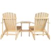 Outsunny Wooden Outdoor Double Adirondack Chairs Loveseat w/ Centre Table and Umbrella Hole, Garden Patio Furniture for Lounging and Relaxing, Natural