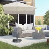 Outsunny 23.5kg Resin Garden Parasol Base with Wheels and Retractable Handles, Round Outdoor Market Umbrella Stand Weight for Poles of 38mm to 48mm, Black