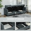 HOMCOM Convertible Modular Sectional Sofa with Storage, Tufted 2 Seater Sofa Set, L Shaped Couch with Ottoman, Wood Frame for Living Room