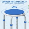 HOMCOM 360° Swivel Seat Bath Shower Stool, Adjustable Height Shower Chair with Aluminium Frame Non-Slip Feet Chair Safe Support Home Assistance, Blue