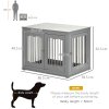 PawHut Dog Crate End Table with Three Doors, Furniture Style Dog Crate with Interchanged Side Door, for Medium Dogs, Indoor Use w/ Locks and Latches - Grey