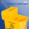 HOMCOM 20L Mop Bucket with Wringer and Handle, Mop Bucket on Wheels for Floor Cleaning, Separate Dirty and Clean Water