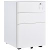 Vinsetto 3-Drawer Mobile Filing Cabinet, Steel Lockable File Cabinet for A4, Legal, Letter, Compact Under Desk Storage Unit with Pre-Assembled Body Except Wheels for Home Office, 39 x 48 x 59cm, White