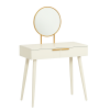 HOMCOM Modern Dressing Table with Round Mirror, Makeup Vanity Table with 2 Drawers for Bedroom, Living Room, 80 x 40 x 123 cm, White