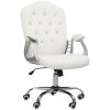 Vinsetto Home Office Chair, Velvet Computer Chair, Button Tufted Backrest with Swivel Wheels, Adjustable Height and Tilt Function, Cream White