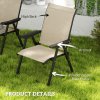 Outsunny Set of 4 Folding Chair, Garden Chair Set with Breathable Mesh Back and Seat, Outdoor Camping Chairs with Armrests, Steel Frame for Deck Balcony, Brown