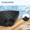 Outsunny 4PCs Parasol Bases, Patio Umbrella Weights for Parasol, Wicker Effect HDPE Water and Sand Filled Garden Umbrella Base with Built-in Handles, Black