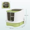 PawHut Cat Litter Tray with Lid, Cat Litter Box with Deodorisation Bags, Scoop, Top Entry, Litter Tray with Drawer Pan, Green