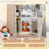 HOMCOM Kids Kitchen Playset Pretend Toy Kitchen w/ Role Play Accessories, Sound and Light Effects, Phone, Storage Space